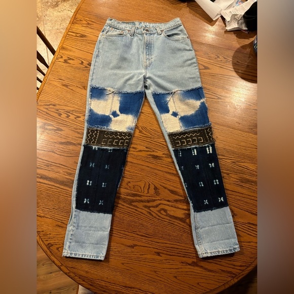Levi's Denim - Custom Patchwork Upcycled Blue Levi’s Denim Jeans Size:30